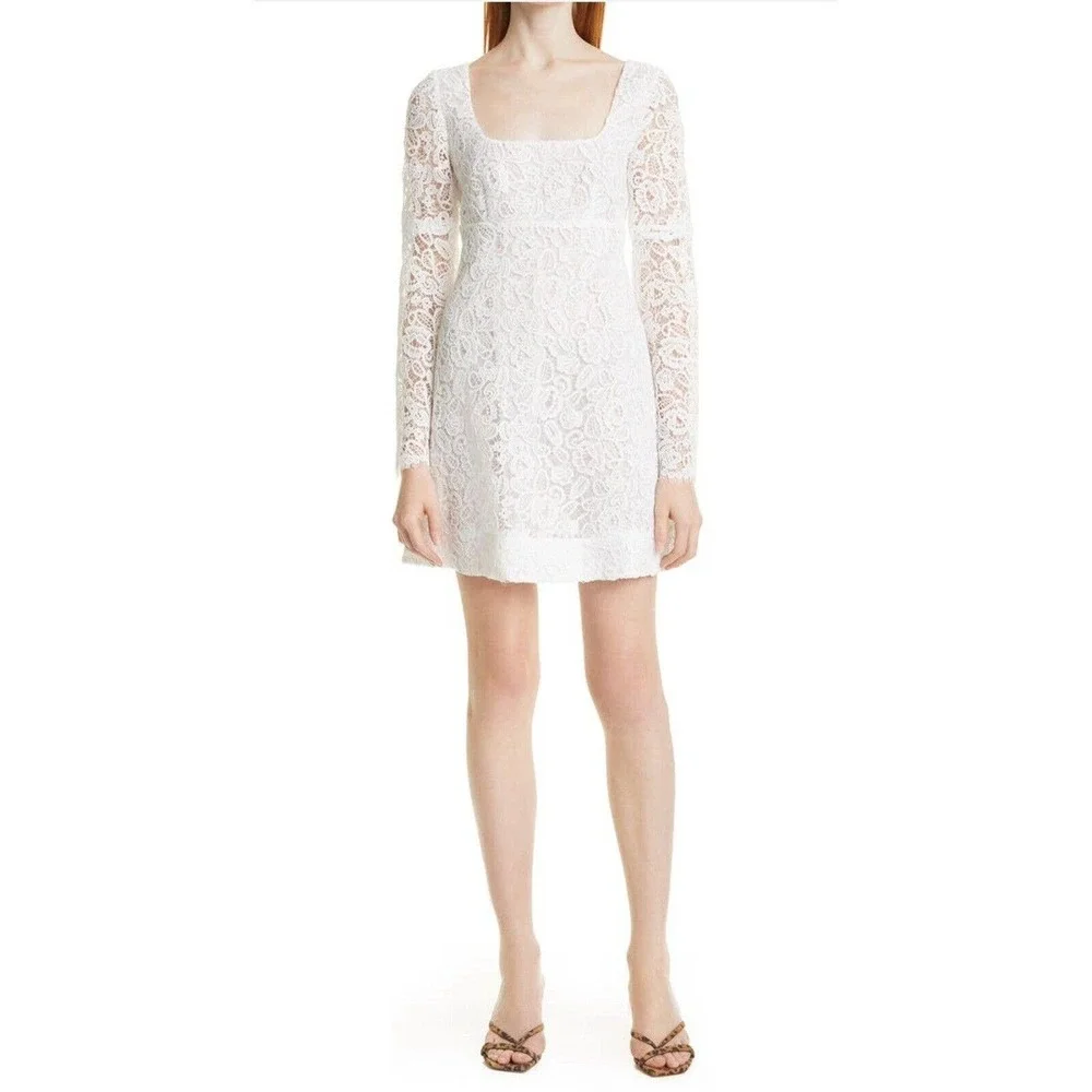 Staud Beth Long Sleeve Lace Empire Waist Dress - Picture 2 of 11